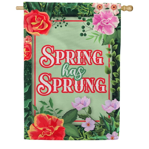 America Forever Spring Has Sprung House Flag Floral Blooms 28 x 40 Inch Double Sided Seasonal Outdoor Yard Decorative Colorful Flowers Summer Spring House Flag