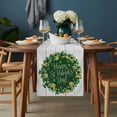 thumbnail image 2 of St Patricks Day Table Runner - 48 Inch Long, Kitchen Dining Table Runner Dresser Scarves, Spring Gold Coin Green Shamrock Wooden Grain Farmhouse Decor for Coffee Tables Wedding Party Banquet, 2 of 8