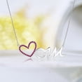 thumbnail image 2 of JeenMata Collar con Colgante de Corazón Abierto para Mamá con Piedra Roja Fuerte Decorada en Oro Blanco de 18 K sobre Plata - Piedra Natal de Julio - Regalo para Mamá, 2 of 5