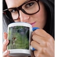 thumbnail image 2 of 3drose, Flowered Mural, Green and Pink Flowers, 15oz Two-tone Blue Mug, 2 of 6