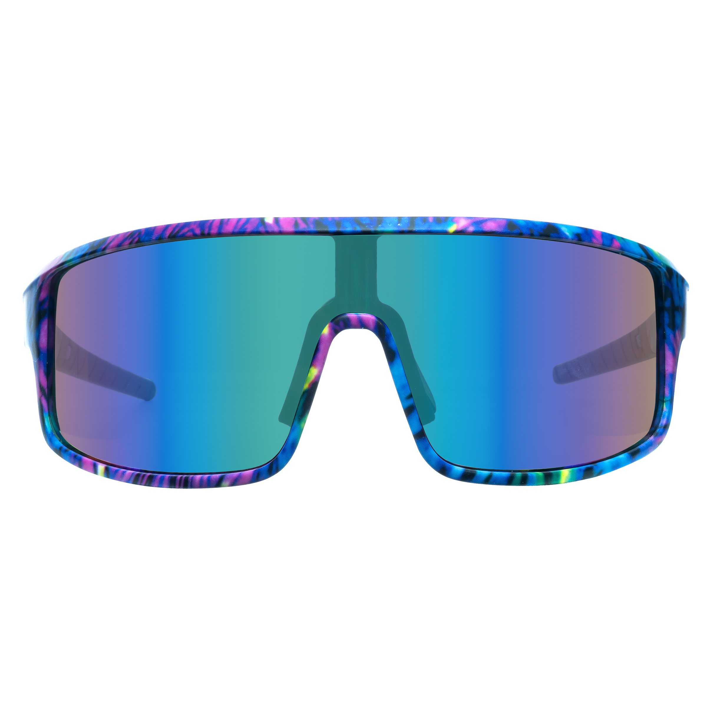 Piranha Eyewear Berkley Shield Sports Sunglasses - Tie-Dye Multicolor with Mirror Lens