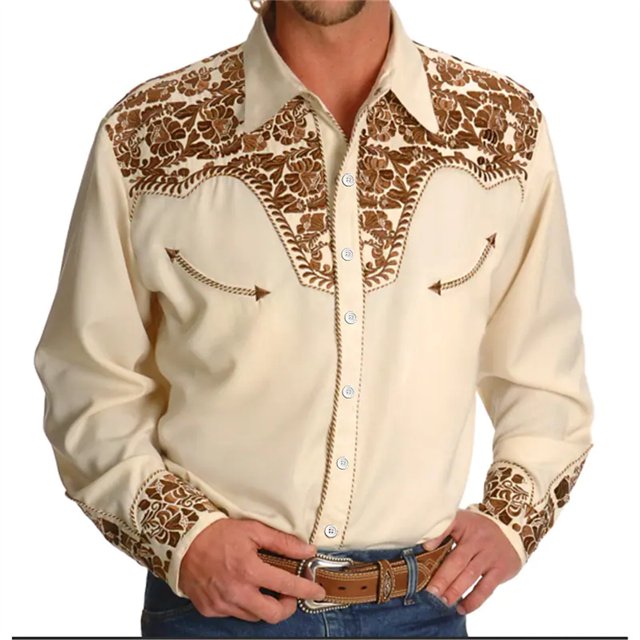 Camisa de manga larga para hombre, estampado floral de cachemira, camisa hawaiana, camisa informal de manga larga con botones para playa, blusa de playa de talla grande