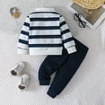 thumbnail image 4 of Vividxx Baby Boy Clothes Boys Outfits Sets Casual Striped Lapel Long Sleeve Top With Pants Comfortable Toddler Clothes For Daily Wear Outdoor Activities 9-12 Months, 4 of 9