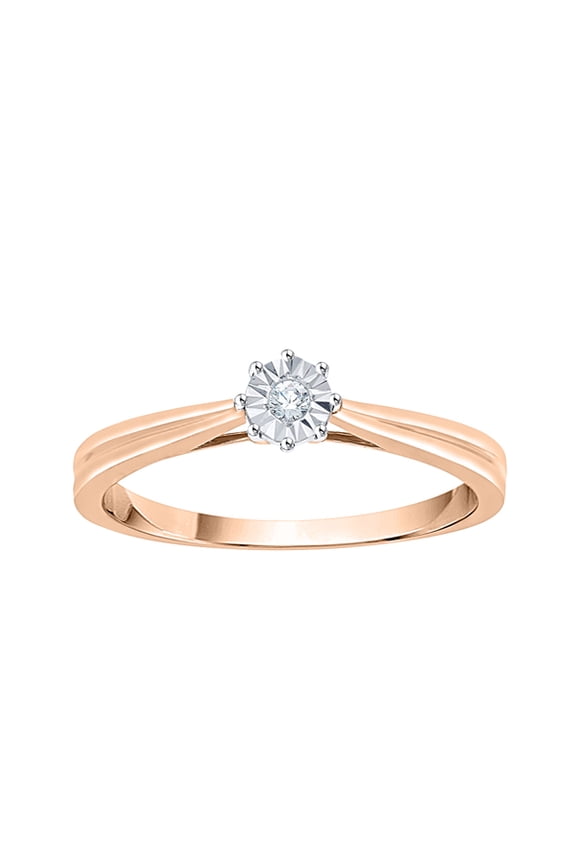Diamond Solitaire Promise Ring in 10K Rose Gold (1/20 cttw) (I-Color, SI3-I1 Clarity) (Size-5.5)