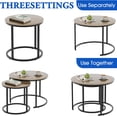 thumbnail image 4 of Coffee Table Nesting Set of Side Set Golden Frame Circular Round and Marble Pattern Wooden Tables Living Room Bedroom Apartment Modern Industrial Simple Nightstand, 4 of 9
