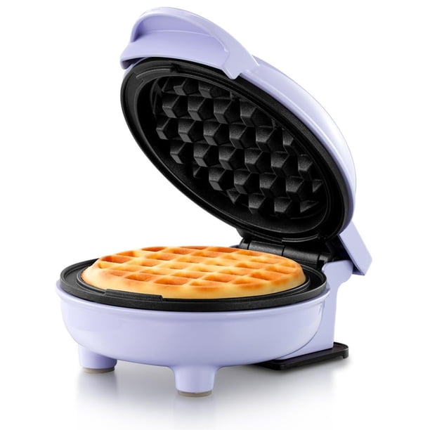 Holstein Housewares Miniwaffles personal/personalizable, revestimiento antiadherente, lavanda, gofres de 4 pulgadas en minutos, ideal para desayuno, almuerzo, almuerzo o aperitivos
