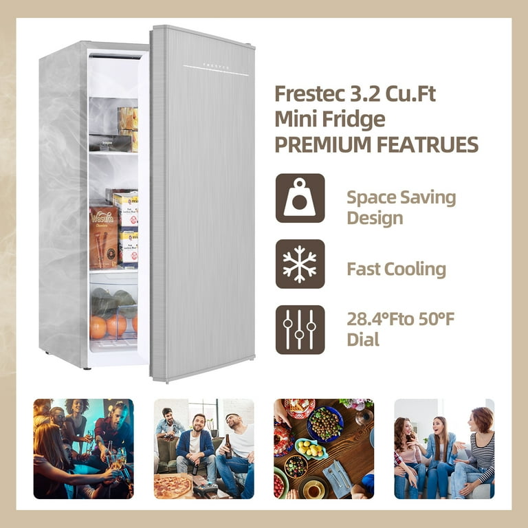 3.2 Cu.Ft Mini Fridge with Freezer, Single Door Small Refrigerator, 6