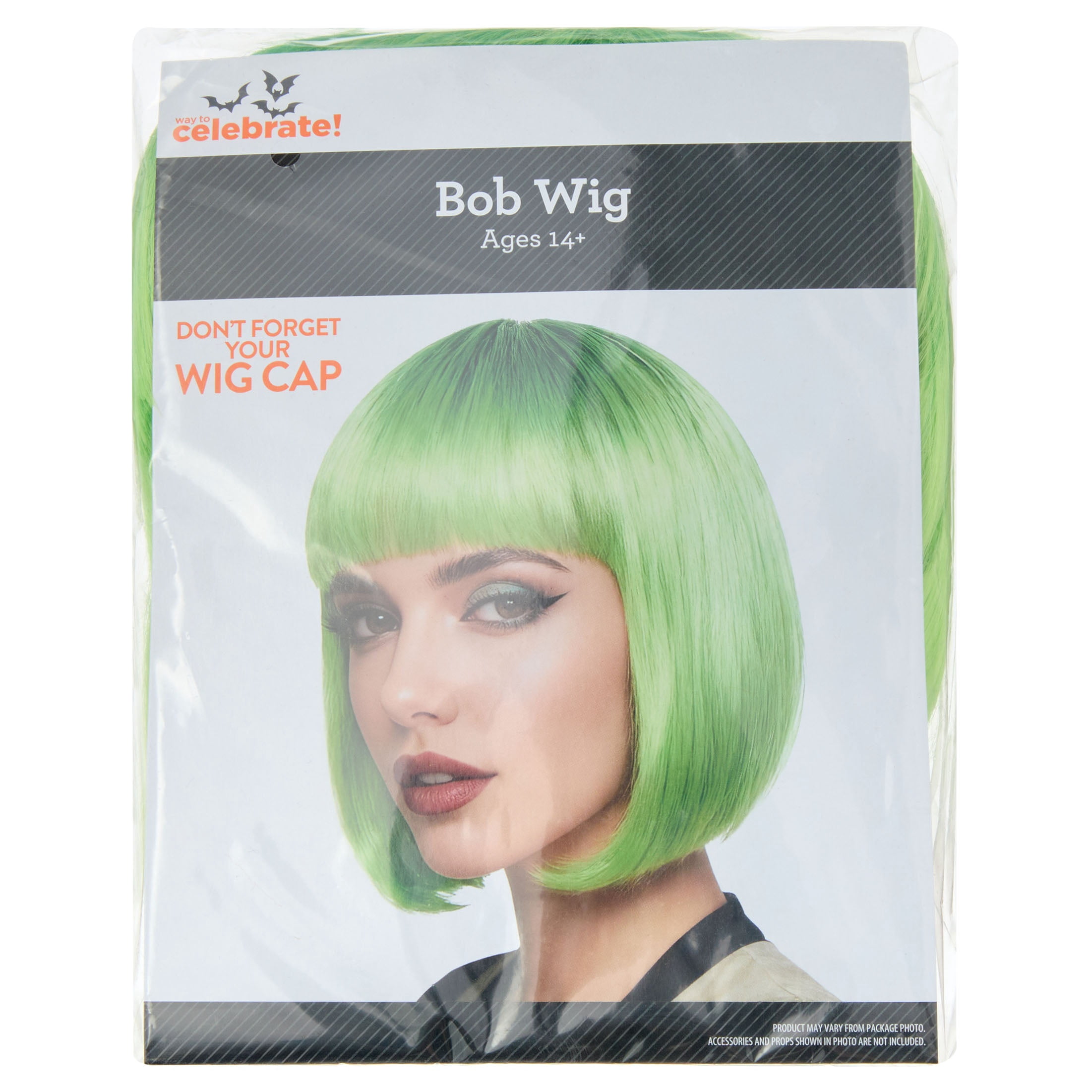 Bob Wig Costume Accessory for Adults, Green, Halloween by Way To Celebrate
