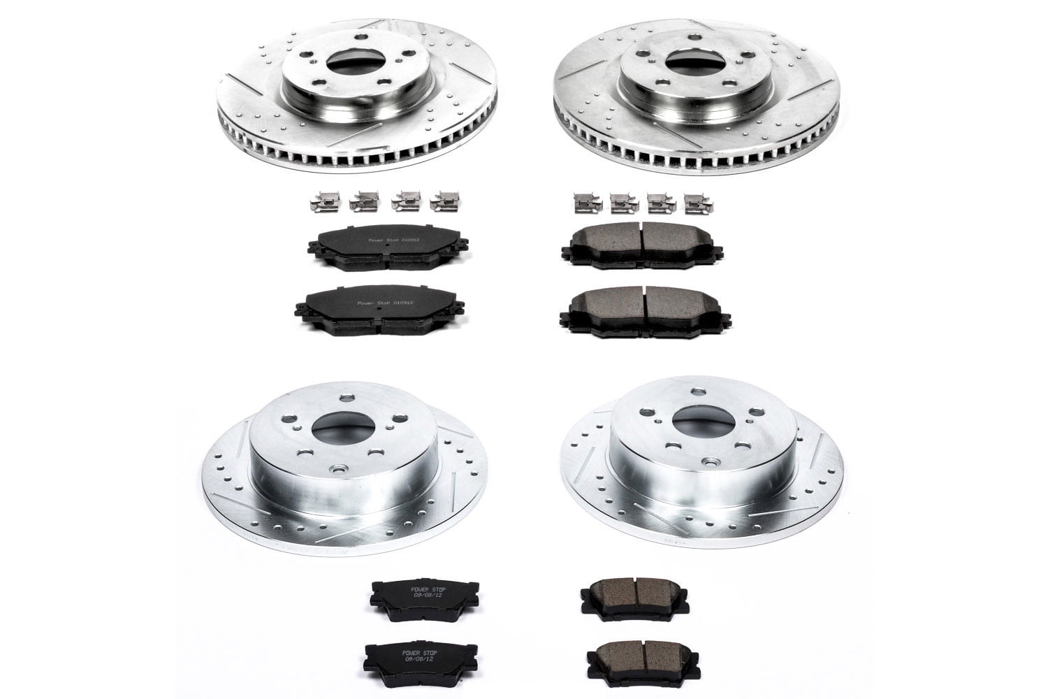 PowerStop Front and Rear Z23 Evolution Sport Carbon-Fiber Ceramic Brake Pad and Drilled & Slotted Rotor Kit Fits: TOYOTA Select Models K4101