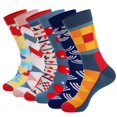 thumbnail image 1 of Calcetines de vestir de algodón para hombre, medias ligeras y transpirables, coloridas, talla EU 42-48, 6 pares, 1 of 3