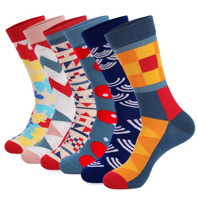 Calcetines de vestir de algodón para hombre, medias ligeras y transpirables, coloridas, talla EU 42-48, 6 pares