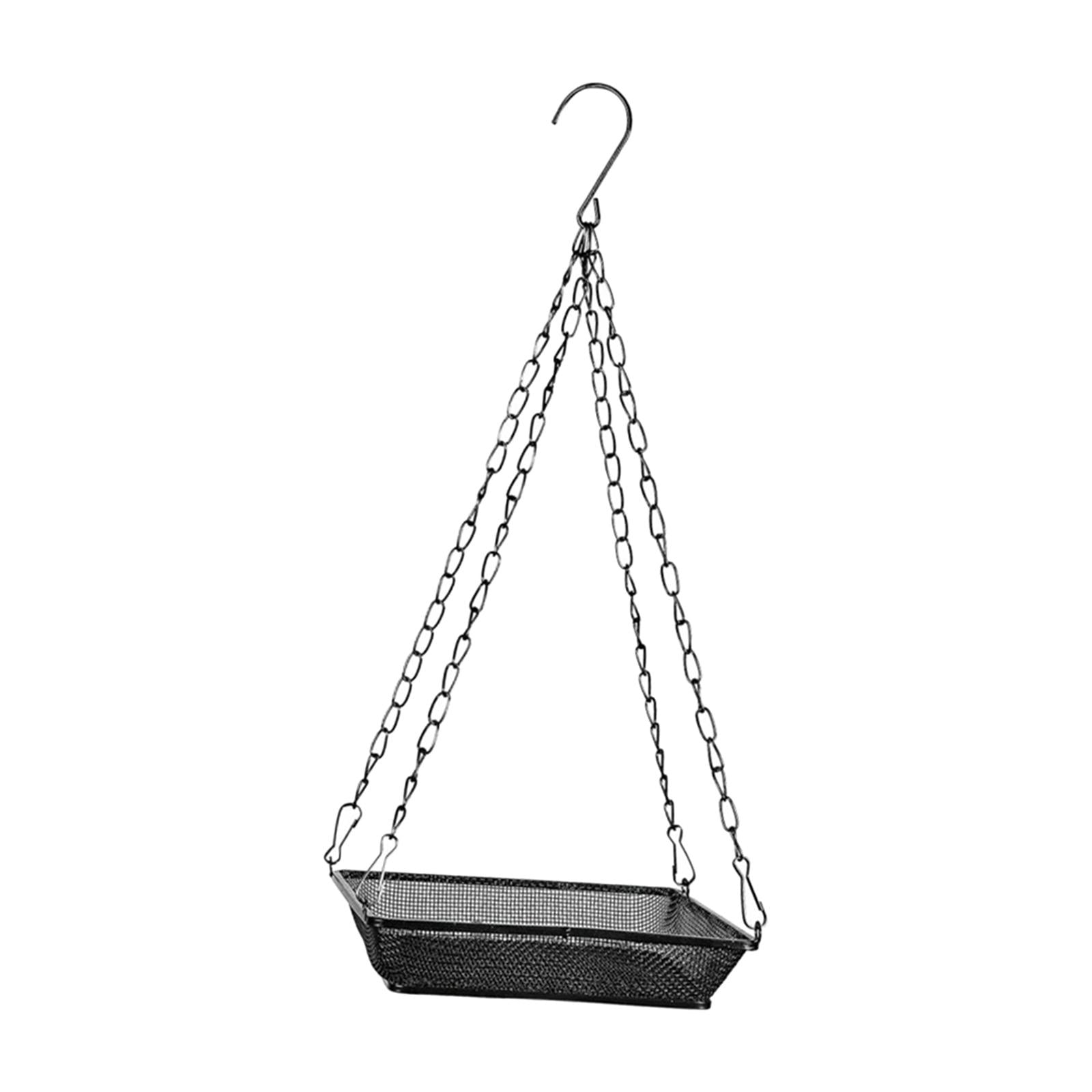 Iron Hanging Bird Feeder Durable Chains Metal Mesh Platform Seed Tray