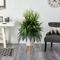 thumbnail image 3 of Nearly Natural 4.5' Mixed Greens Artificial Plant in White Planter with Legs, Green, 3 of 4