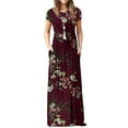 thumbnail image 6 of Mengpipi Women Maxi Dresses Short Sleeve Long Loose with Pockets S-2XL, 6 of 6