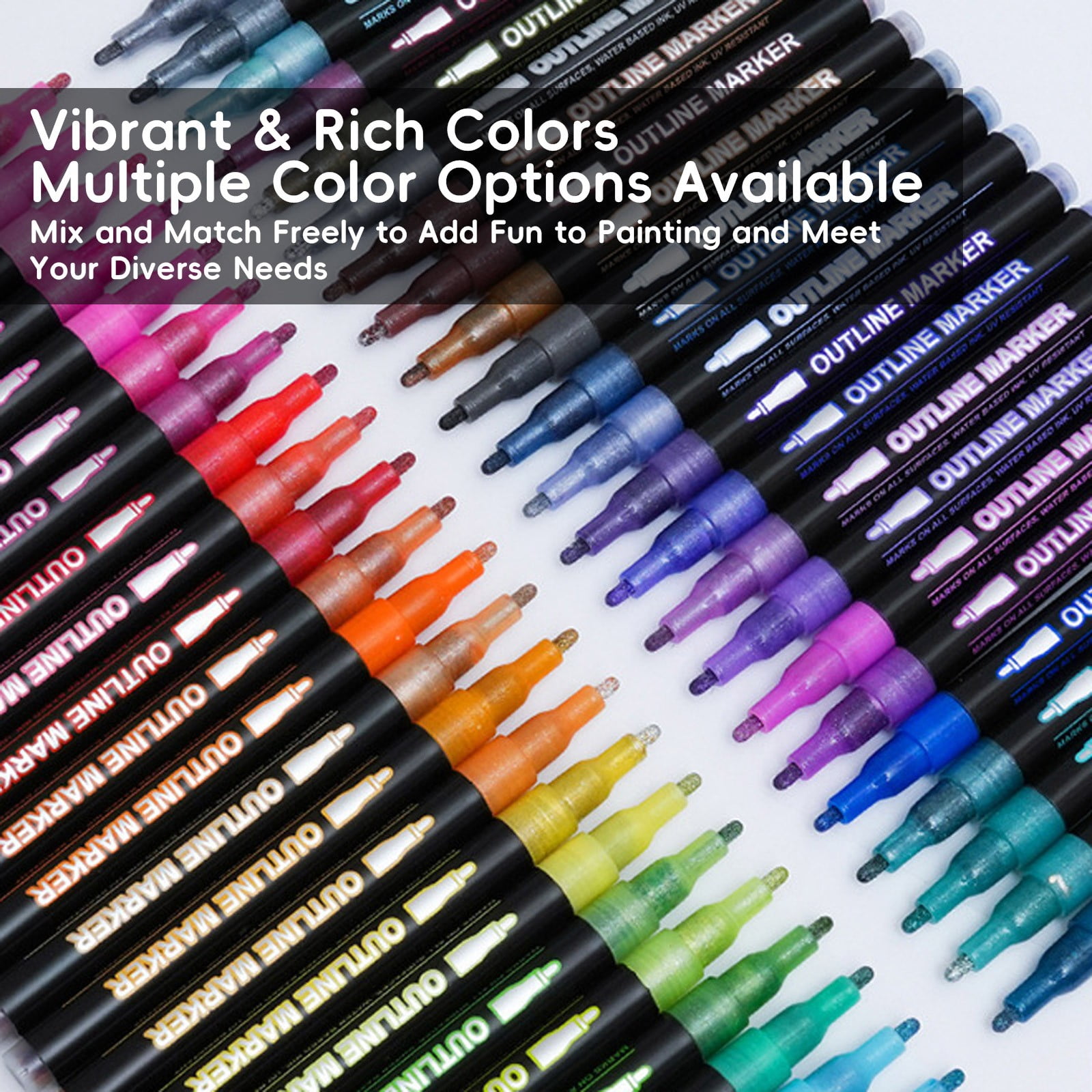 Office Supplies,Double Line Outline Markers 8/48 Colors Squiggles Outline Marker Pen Set Outline Metallic Markers Glitter Writing Drawing Pens For Birthday Greeting Card 10ml