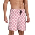 thumbnail image 2 of Pofeuu Irregular Plaid Print Men's Soft Woven Elastic Waistband Sleep Pajama Short-Small, 2 of 6
