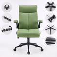 thumbnail image 3 of Fusion Rolling Ergonomic Office Desk Chair with Padded Flip-up Arms, 360° Swivel High Back Executive Computer Task Chair with Wheels for Game,Home Small Space, Study Room, Reading Room,Pu Green, 3 of 9