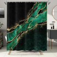 thumbnail image 2 of Cortina de ducha de mármol verde negro, mármol moderno de lujo con venas de oro negro, mármol verde marroquí con purpurina de malaquita, 72x72 pulgadas, 2 of 5