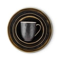thumbnail image 2 of Stone Lain - Vajilla de porcelana de 16 piezas, servicio para 4, negro con ribete dorado, 2 of 12