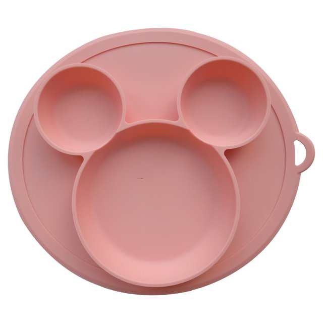 Tazón de plato de silicona para niños con platos de alimentación con ventosa oso de fresa Hogar