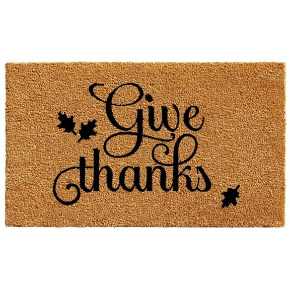 Calloway Mills 102412436 24 x 36 in. Give Thanks Rectangular Doormat, Natural & Black
