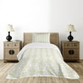 thumbnail image 4 of Ambesonne Victorian Quilted Bedspread Set 2 Pcs, Flowers Leaf Swirl, Twin Size, Pale Grey and Marigold, 4 of 5