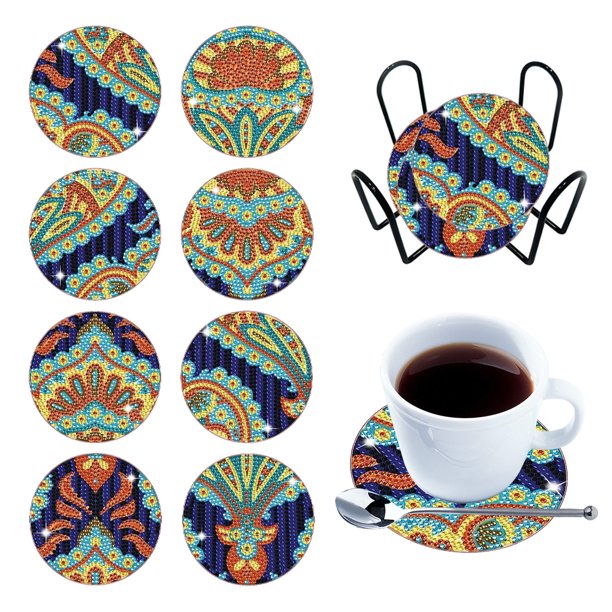 Kit Posavasos Con 6/8 Uds. Mandala Forma Especial Copos Nieve Invierno