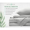 thumbnail image 6 of STYLINEN 100% Tencel Sheets King Size Bed Sheets 5pc Set, 100% Eucalyptus Lyocell Sheets Set, Silky Soft, Breathable, 16" Deep Pockets, 2 Fitted, 1 Flat, 2 Pillowcases (Split King, White), 6 of 7