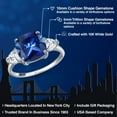 thumbnail image 2 of Gem Stone King 10K White Gold Blue Created Sapphire and White Moissanite Engagement Ring for Women | 6.26 Cttw | Cushion 10MM | Gemstone September Birthstone | Size 7, 2 of 6