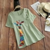 MIARHB Women Print Casual Short Sleeve O-Neck Button Loose Shirt Top Blouse going out tops for women