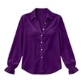thumbnail image 4 of Hxshgdsn Women's Open Front Lapel Cardigan, Long Sleeve Button Up Knit Sweater, Solid Color Casual Outerwear（Purple/L), 4 of 4