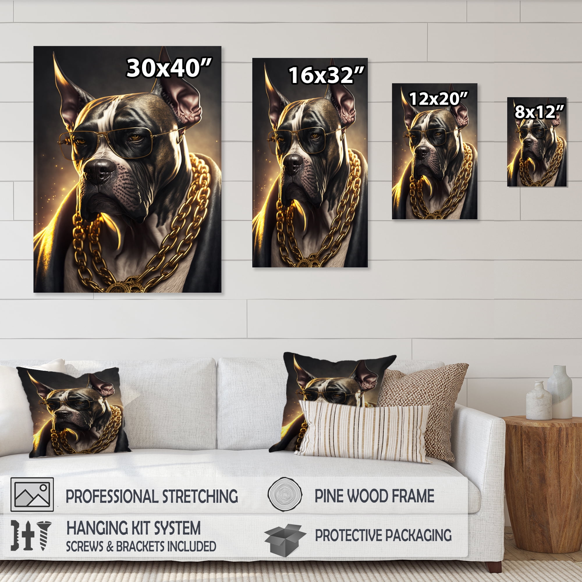 Designart Great Dane Gangster In NYC I Canvas Wall Art