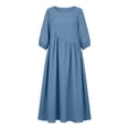 thumbnail image 4 of Aimik Women's 3/4 Sleeve Maxi Dress Crew Neck Loose Fitting Boho Long Dress with Pockets Summer Dresses for Women, 4 of 6