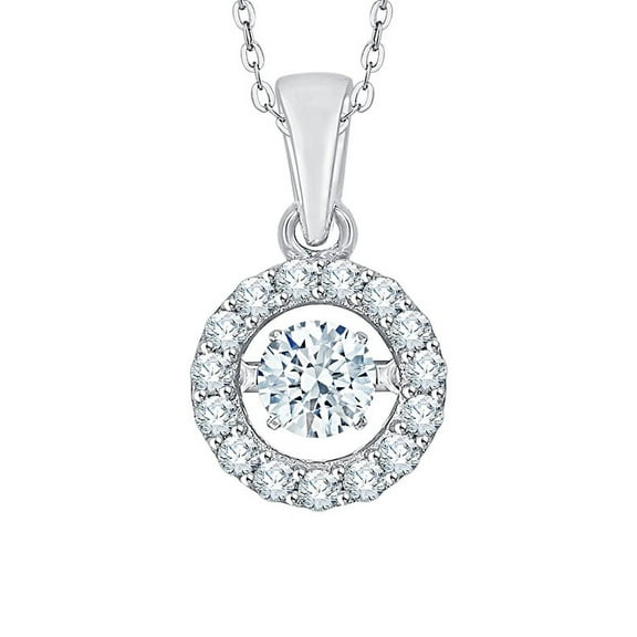 Prong Set Moving Diamond Fashion Pendant Necklace in 14K White Gold (1/2 cttw, G-H, I2/I3)