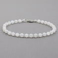 thumbnail image 2 of Rainbow Moonstone 4mm Round Shape Smooth Cut Beads 7 inch Silver Plated Clasp Bracelet for men, women, unisex. Link Chain Stacking Bracelet.|LINK_05741, 2 of 3
