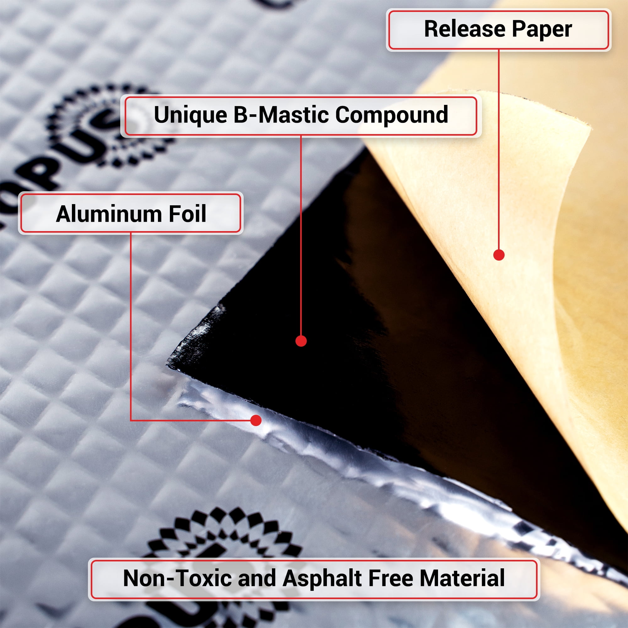 CANOPUS Car Sound Deadening Mat, 80 mil 5 sqft, Pack of 5 Sheets, Butyl Sound Deadener Mat, Audio Car Sound Dampening Material for Car Trunk, Door, Floor and Ceiling, Silver