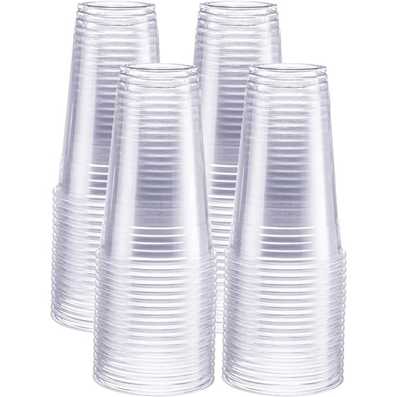 GUSTO 24 Oz Plastic Cups, Disposable Drinking Cups for Iced Coffee Cold Drinks, Smoothies, Clear, 100 Count