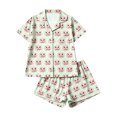 thumbnail image 3 of XAOFW Girls Halloween Pajamas Pumpkin Prints Short Sleeve Button Down Shirts Shorts Toddler Kids Fall Winter Soft Cute Sleepwear 12-24 Months, 3 of 5