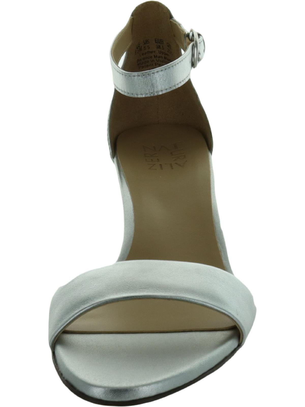 Naturalizer Womens Vera Leather Heel Sandals Silver 7.5 Medium (B
