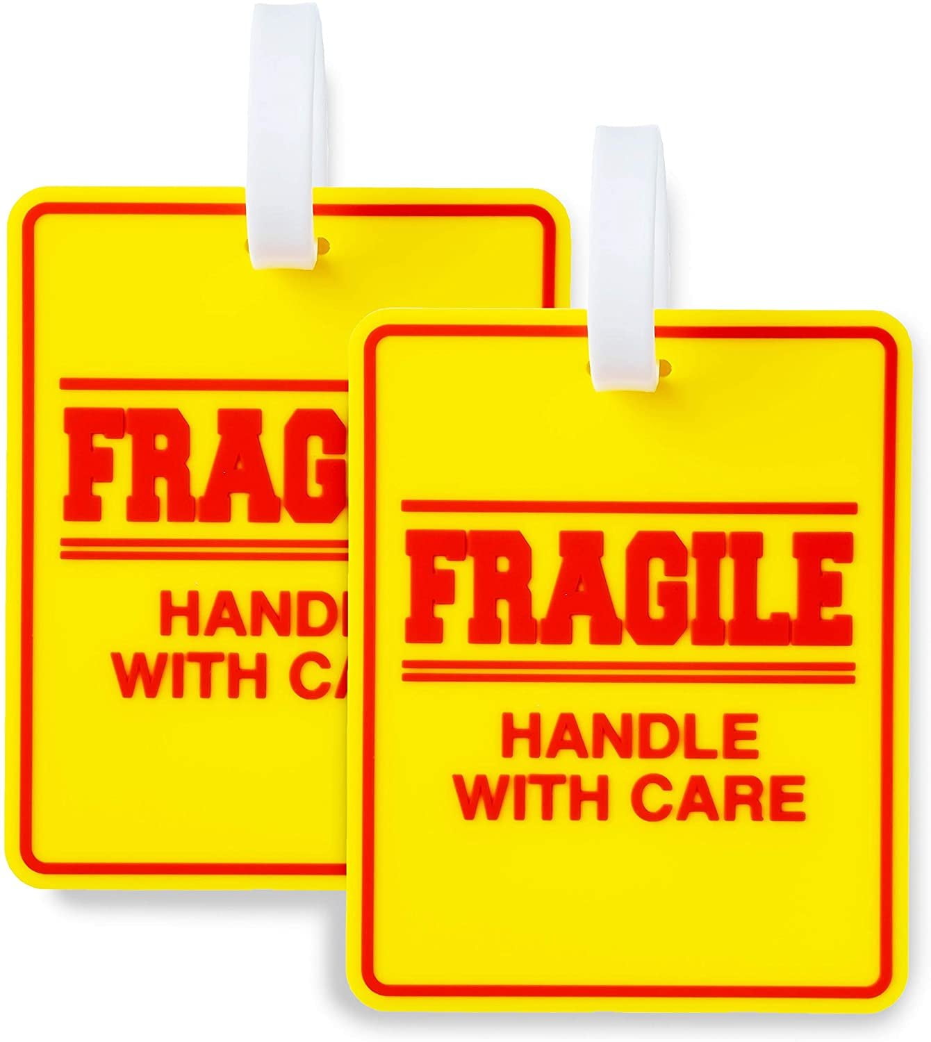 2 Pack Bright and Large Luggage Tags Fragile Handle With Care