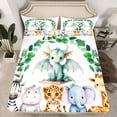 thumbnail image 2 of Feelyou Magic Dragon Animal Full Size Sheets for Kids, Hippo Zebra Wildlife Bed Sheets, Green Leaf Plant Sheet Sets, Microfiber Bedroom Decor, 4-Piece, 2 of 7