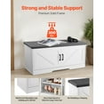 thumbnail image 3 of VEVOR Shoe Storage Bench, 39.4 x 14.0 x 18.1 Inch Shoe Organizer with Padded Seat Cushion, Entryway Bench with 2 Barn Doors and Height Adjustable Shelf, for Hallway, Living Room, Bedroom,White+Black, 3 of 9