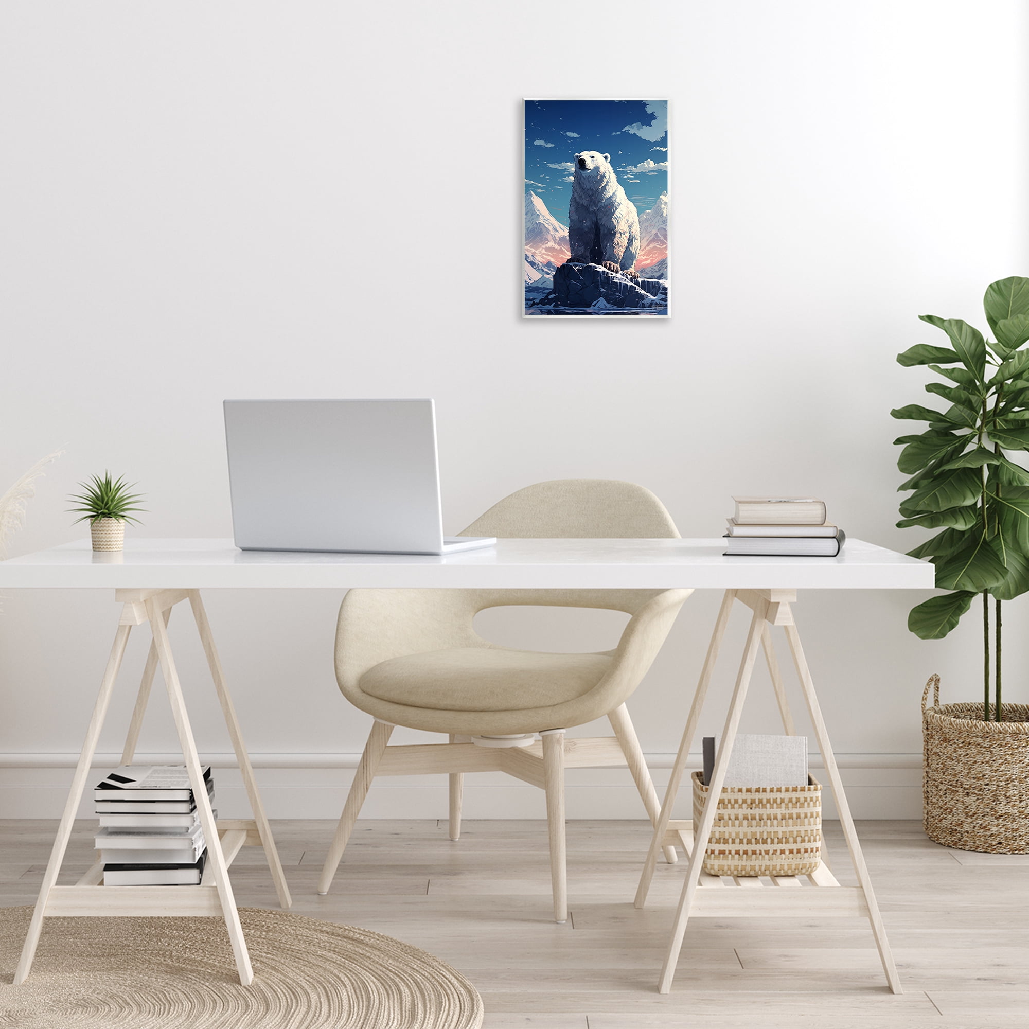 Stupell Industries Snowy Polar Bear Animals & Insects Painting Unframed Art Print Wall Art, 10 x 15