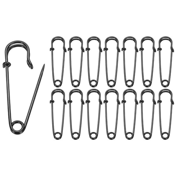 Uxcell 30pcs Safety Pins 63mm Baked Paint Large Safety Pin for Clothes, Black