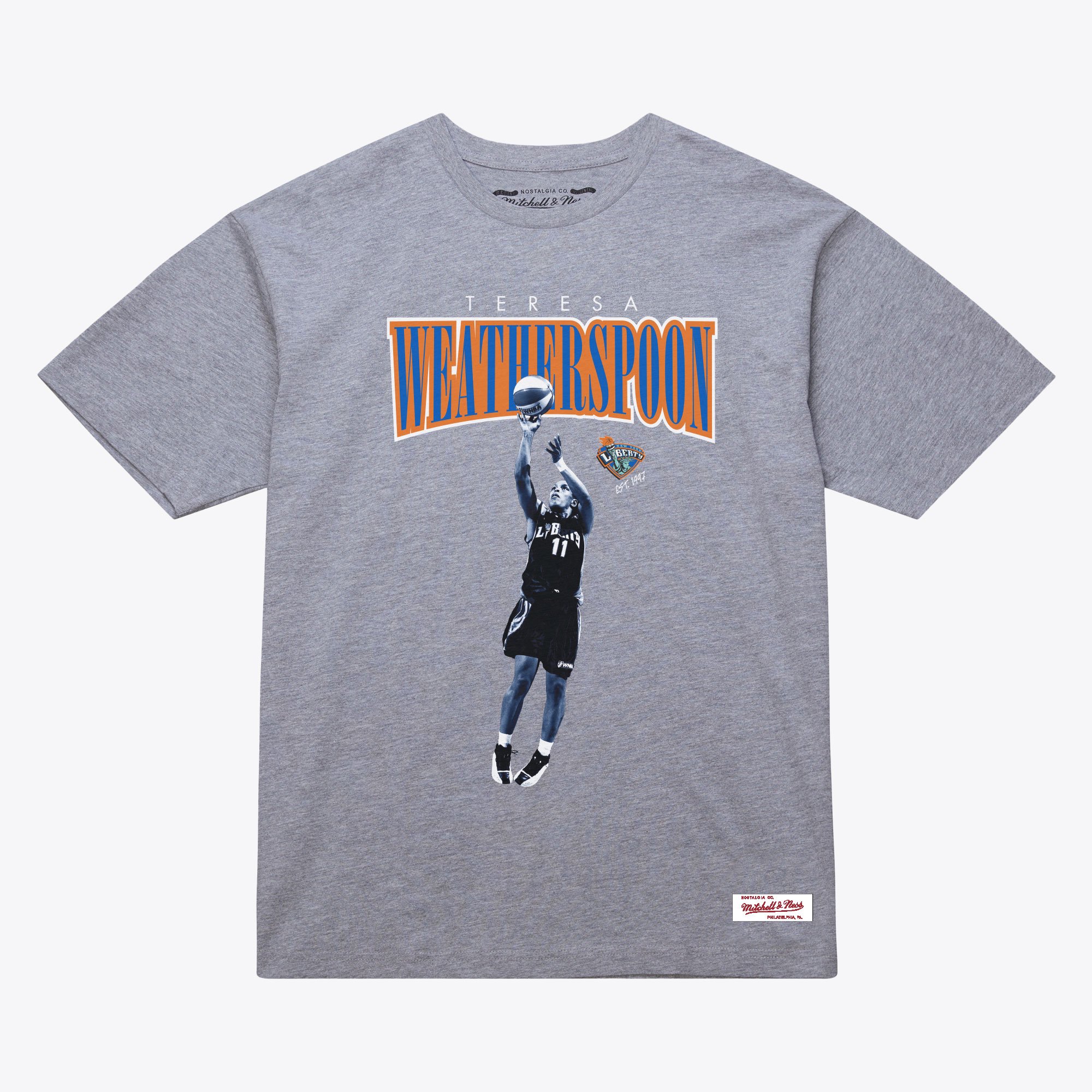 Unisex Mitchell & Ness Teresa Weatherspoon Heather Gray New York Liberty Player Boyfriend T-Shirt - Court Origins