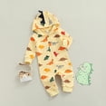 thumbnail image 3 of Baby Boy Girl Long Sleeve Hooded Jumpsuit Cartoon Dinosaur Printed Romper Bodysuit Overall Outfits, 3 of 7