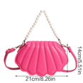 thumbnail image 3 of Bolso de mano de mujer con cadena de perlas, bolso de noche de moda con conchas marinas, bolso de hombro cruzado de moda, bolso bandolera para niñas a juego, rosa fucsia, 3 of 5