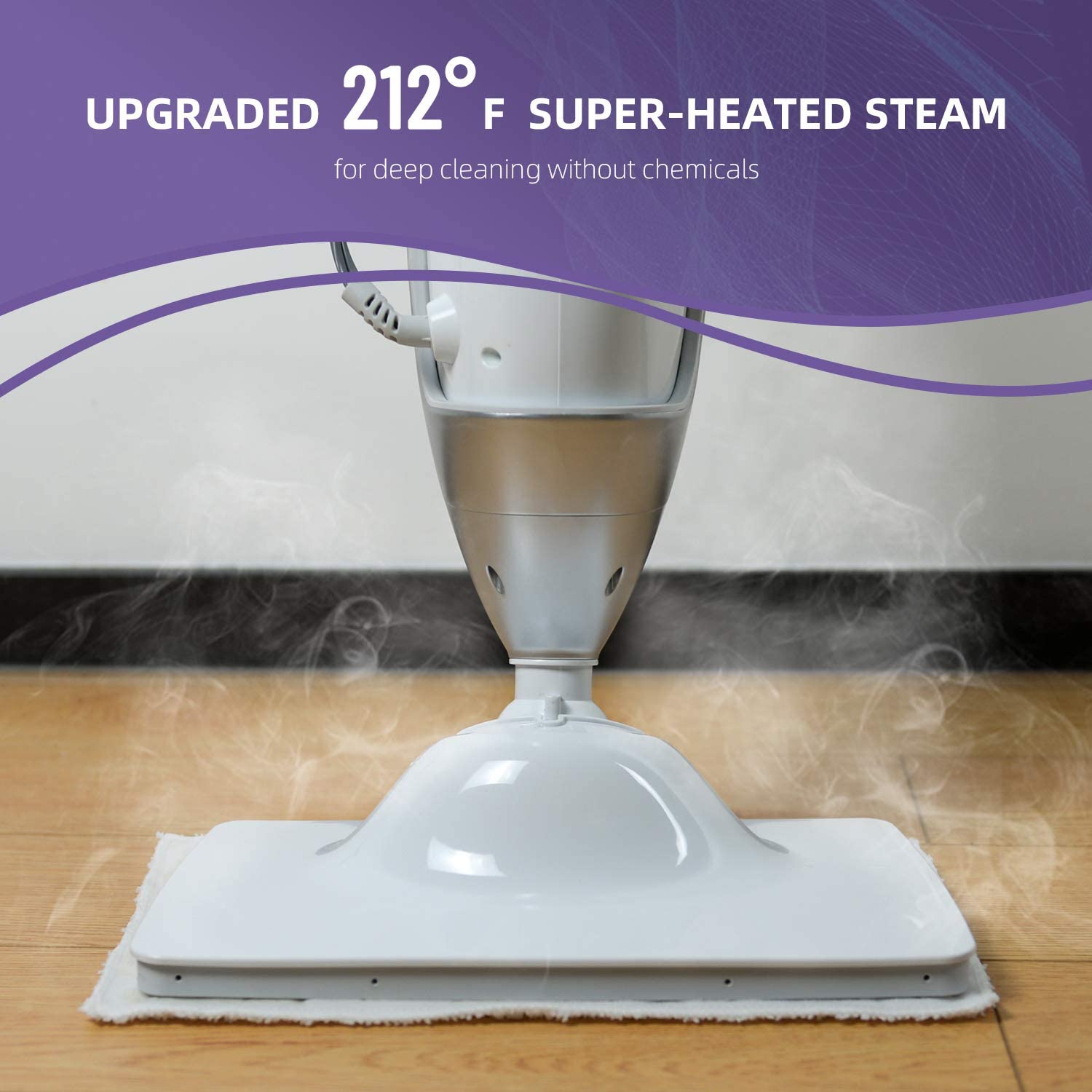 LIGHT 'N' EASY Multi-Functional steam mop Steamer for Cleaning Hardwood Floor Cleaner for Tile Grout Laminate Ceramic, 7688ANW, White - image 2 of 8