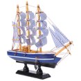 thumbnail image 2 of Wooden Sailing Ship Mediterranean Style Home Decoration Handmade Carved Nautical Boat Model Gift, 2 of 8