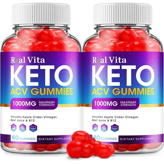 2 Pack Real Vita Keto ACV Gummies Real Vita Advanced Formula Apple Cider Vinegar Keto Gummies Dietary Supplement 120 Gummies